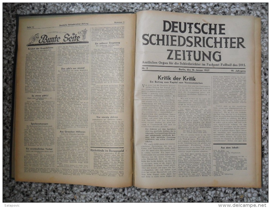 SCHIEDSRICHTER ZEITUNG 1937 (FULL YEAR, 24 NUMBER), DFB  Deutscher Fußball-Bund,  German Football Association - Livres