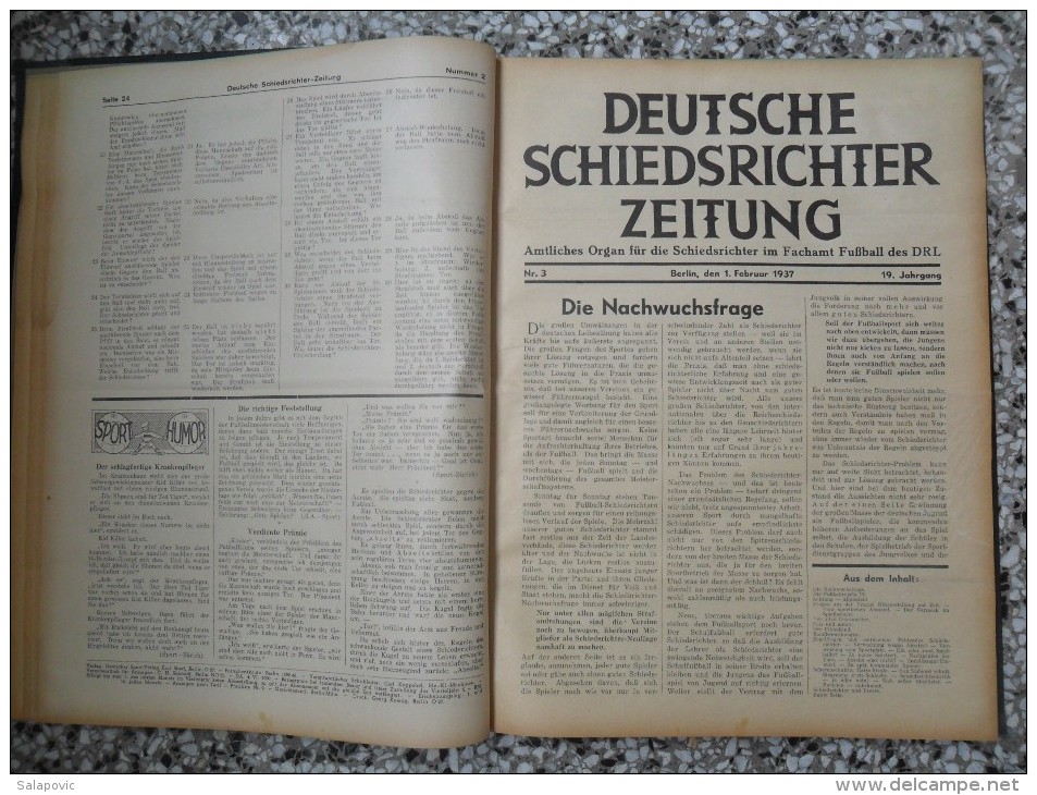 SCHIEDSRICHTER ZEITUNG 1937 (FULL YEAR, 24 NUMBER), DFB  Deutscher Fußball-Bund,  German Football Association - Bücher