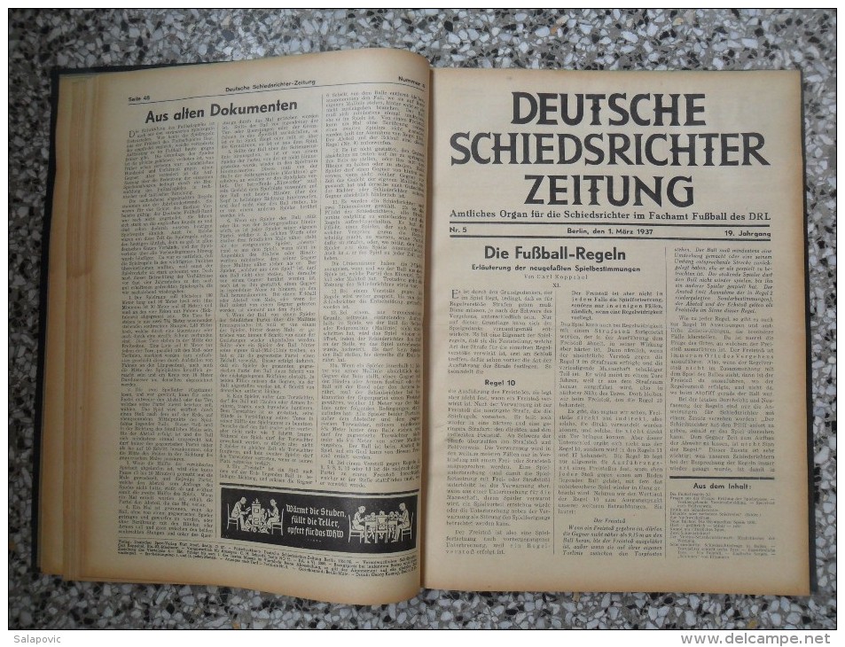 SCHIEDSRICHTER ZEITUNG 1937 (FULL YEAR, 24 NUMBER), DFB  Deutscher Fußball-Bund,  German Football Association