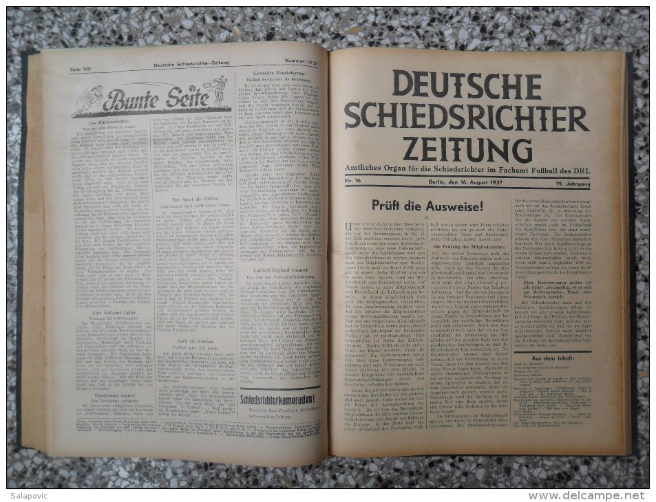 SCHIEDSRICHTER ZEITUNG 1937 (FULL YEAR, 24 NUMBER), DFB  Deutscher Fußball-Bund,  German Football Association