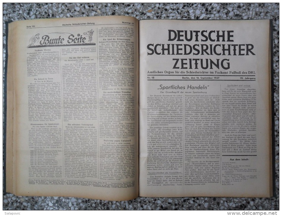 SCHIEDSRICHTER ZEITUNG 1937 (FULL YEAR, 24 NUMBER), DFB  Deutscher Fußball-Bund,  German Football Association