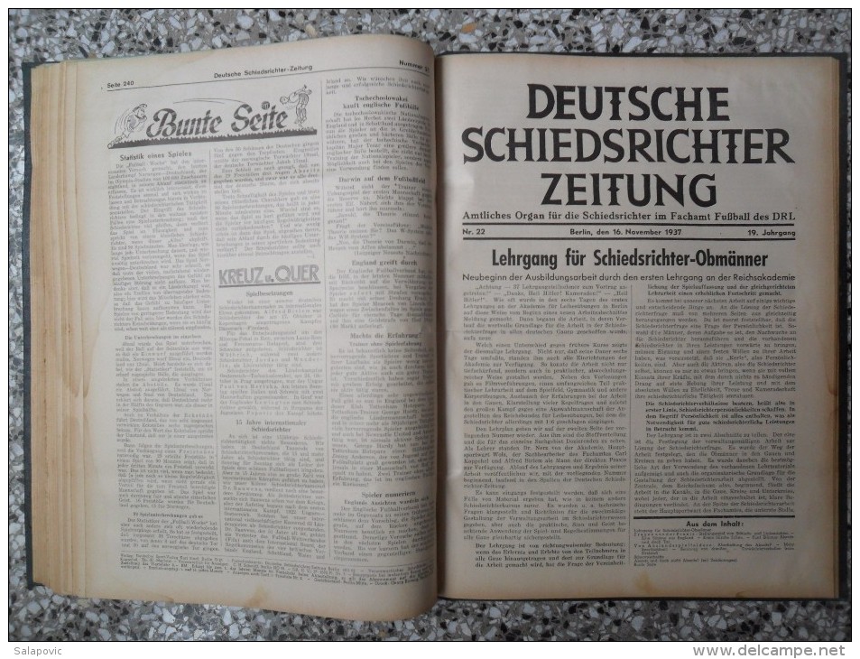 SCHIEDSRICHTER ZEITUNG 1937 (FULL YEAR, 24 NUMBER), DFB  Deutscher Fußball-Bund,  German Football Association