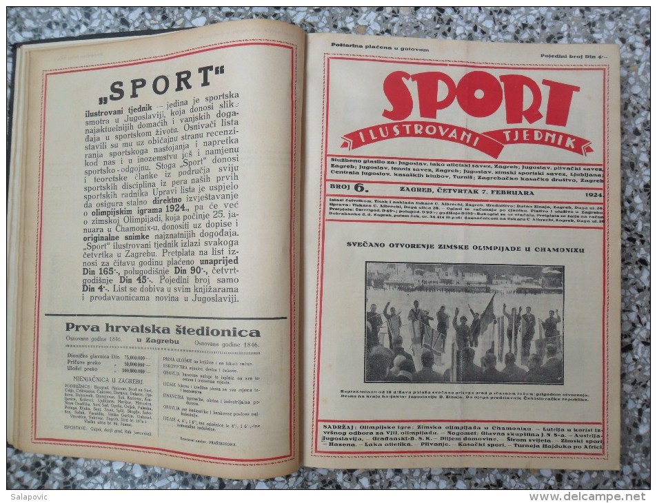 SPORT ILUSTROVANI TJEDNIK 1924 ZAGREB, FOOTBALL, SKI, MOUNTAINEERING ATLETICS, SPORTS NEWS  (FULL YEAR, 48 NUMBER) - Livres