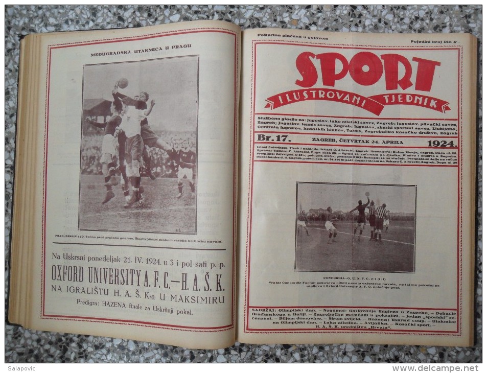 SPORT ILUSTROVANI TJEDNIK 1924 ZAGREB, FOOTBALL, SKI, MOUNTAINEERING ATLETICS, SPORTS NEWS  (FULL YEAR, 48 NUMBER)