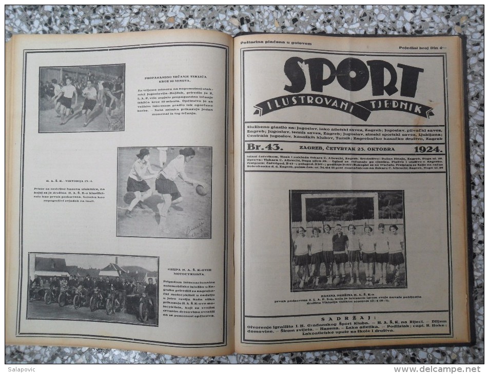 SPORT ILUSTROVANI TJEDNIK 1924 ZAGREB, FOOTBALL, SKI, MOUNTAINEERING ATLETICS, SPORTS NEWS  (FULL YEAR, 48 NUMBER)