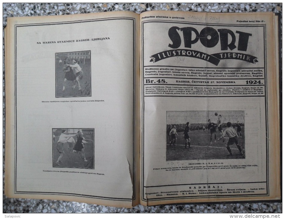 SPORT ILUSTROVANI TJEDNIK 1924 ZAGREB, FOOTBALL, SKI, MOUNTAINEERING ATLETICS, SPORTS NEWS  (FULL YEAR, 48 NUMBER)