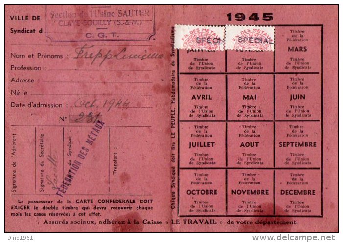 VP5530 - Carte Confédérale De La C.G.T - Fédération  Des Métaux Usine SAUTER à CLAYE SOUILLY - Mme FREPP De VILLEPARISIS - Other & Unclassified