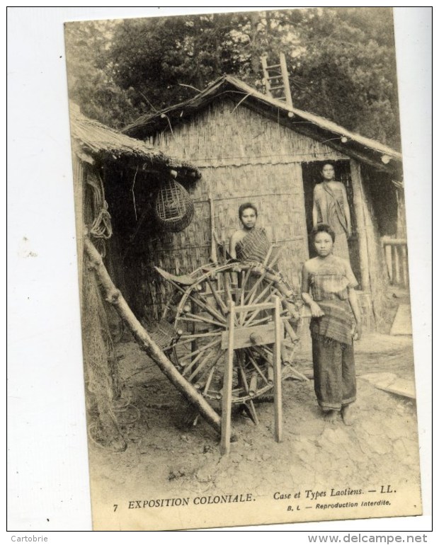 Exposition Coloniale Case Et Types Laotiens LAOS Edit. LL - Expositions