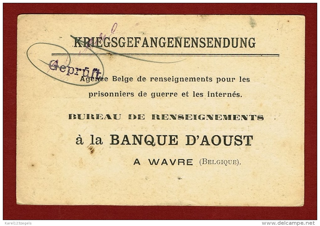 Prisonnier De Guerre Carte Postale Confirmation D´un Colis Reçu Sennelager 17/2/1916 - Kriegsgefangenschaft