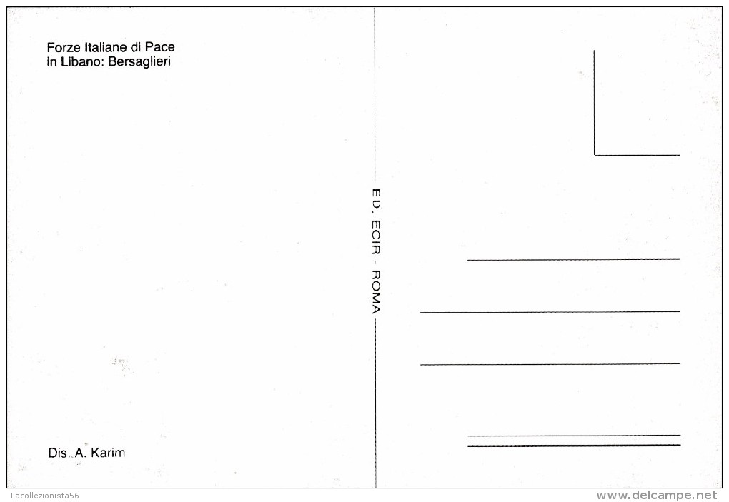 8222-"ITALCON BEIRUT-UFFICIO POSTALE MILITARE" SU CARTOLINA FORZE ITALIANE DI PACE IN LIBANO - 1981-90: Storia Postale