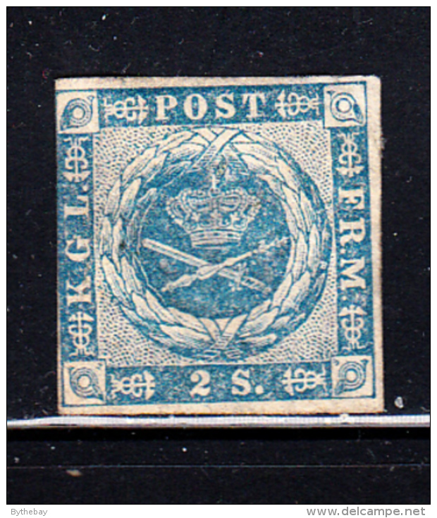 Denmark MH Scott #3 2s Royal Emblems, Blue - Neufs