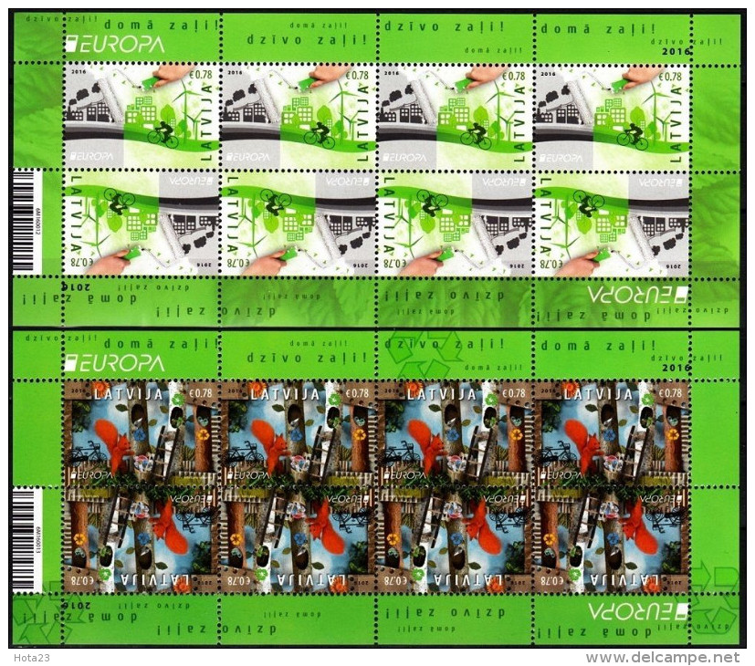 2016 Latvia Lettland Lettonie Europa -CEPT Think Green Ecology - Bicycles  STAMPS MNH  Mini Sheet - 2016