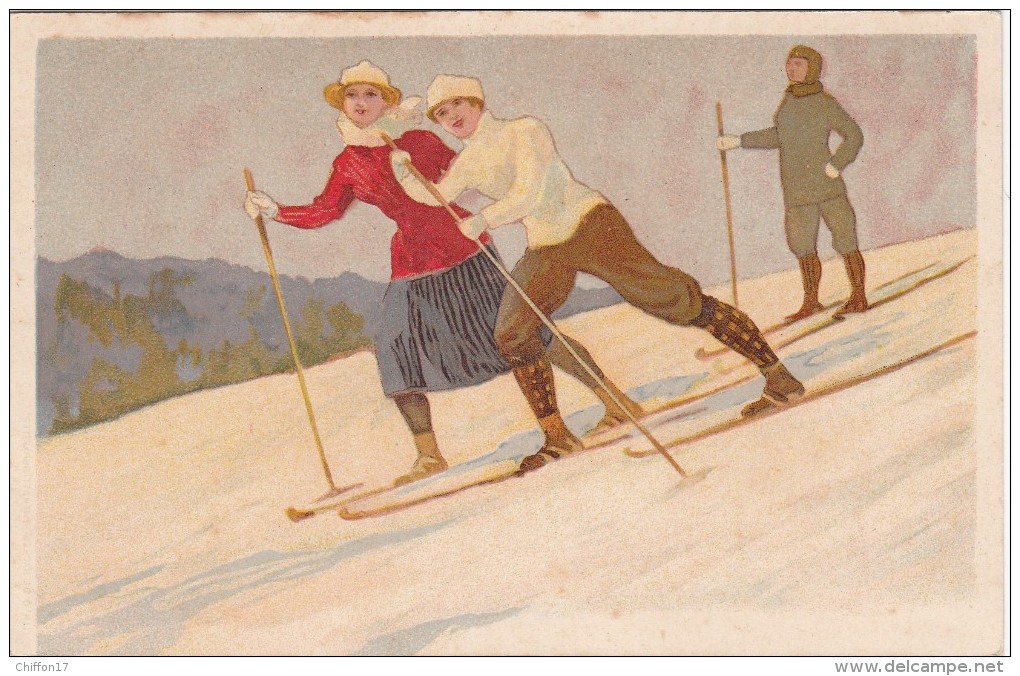 CPA   Publicité Conserves LENZBURG     SKIEURS    1920/30 - Publicité