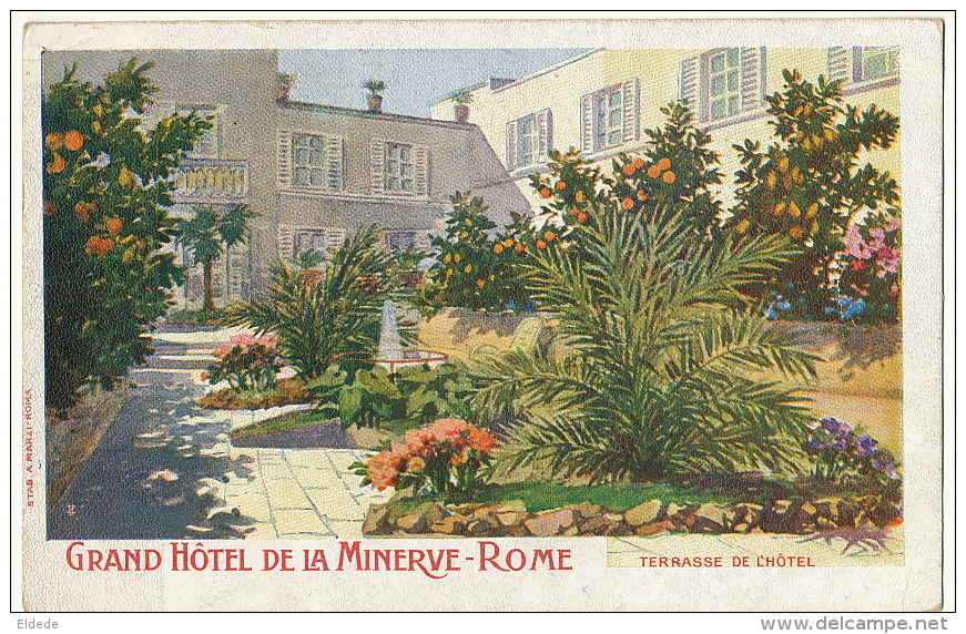 Litho Grand Hotel De La Minerve Rome  Edit A. MarziVia Lombardia  Ferrovia Written By Giulio Tartaglia Musician - Bar, Alberghi & Ristoranti