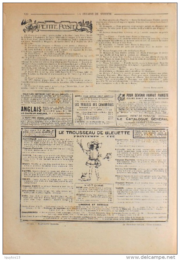 LA SEMAINE DE SUZETTE N° 10 - 10 Avril 1919 ( 15e Année ) COMPLET En BON ETAT - La Semaine De Suzette