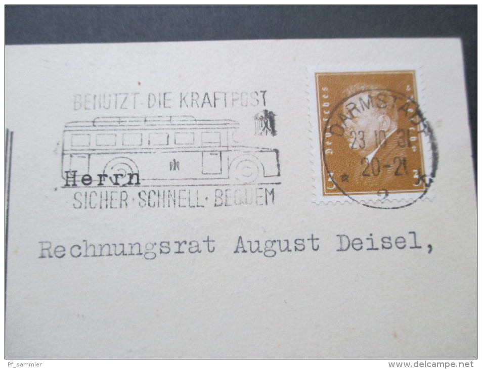 Deutsches Reich Nr. 410 EF 1931 Postkarte Unsere Volkslieder. Deutsche Volkslieder. Werbestempel Benutzt Die Kraftpost - Briefe U. Dokumente