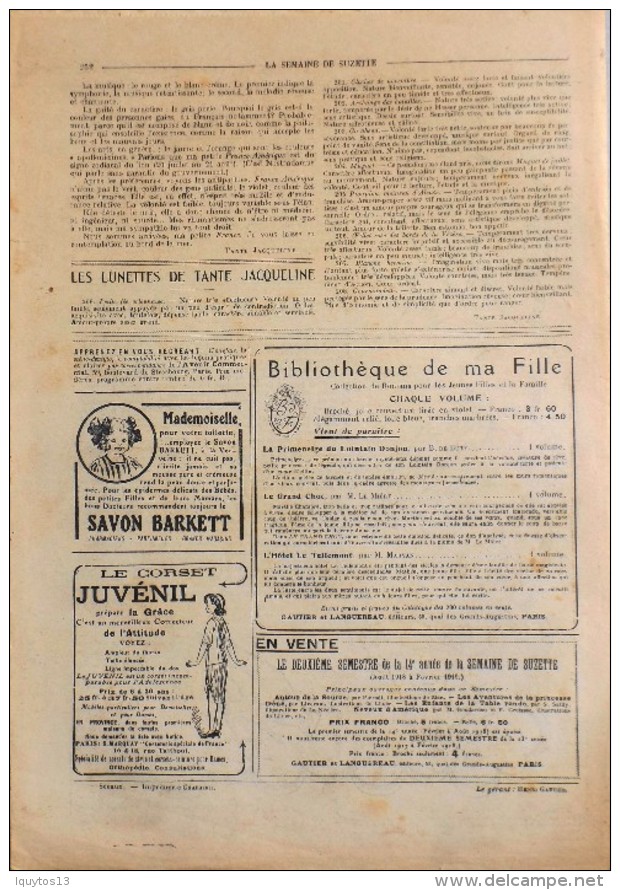 LA SEMAINE DE SUZETTE N° 21 - 26 Juin 1919 ( 15e Année ) COMPLET En BON ETAT - La Semaine De Suzette