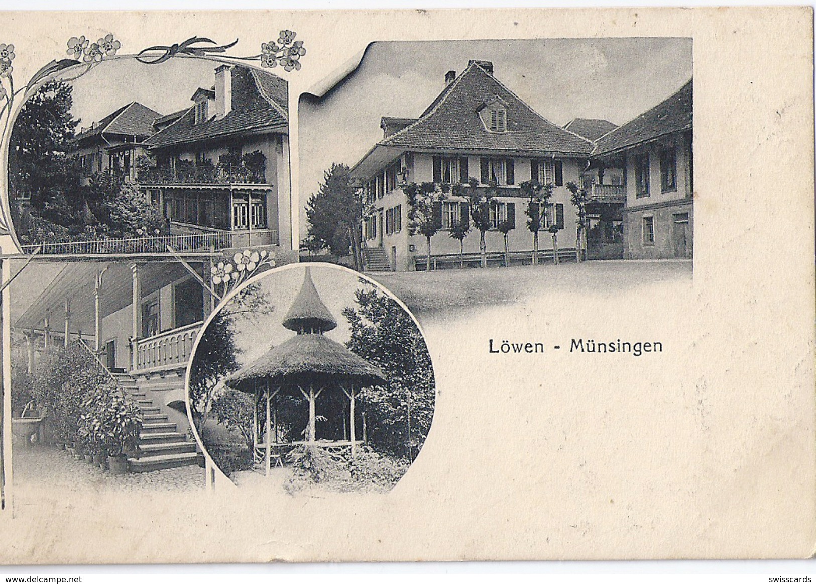 MÜNSINGEN: 3-Bild-AK Von Hotel Löwen ~1910 - Münsingen