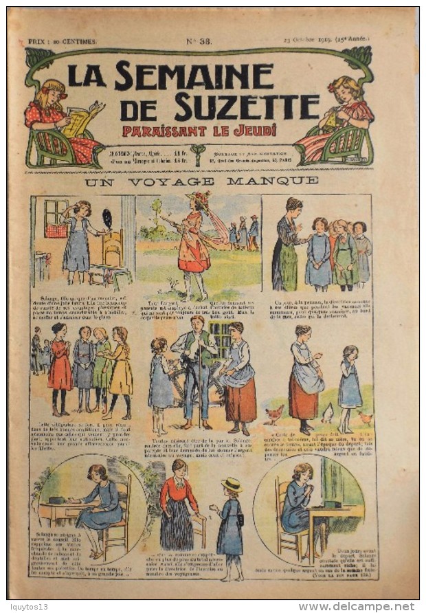 LA SEMAINE DE SUZETTE N° 38 - 23 Octobre 1919 ( 15e Année ) COMPLET En BON ETAT - La Semaine De Suzette