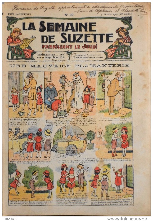 LA SEMAINE DE SUZETTE N° 39 - 30 Octobre 1919 ( 15e Année ) COMPLET En BON ETAT - La Semaine De Suzette