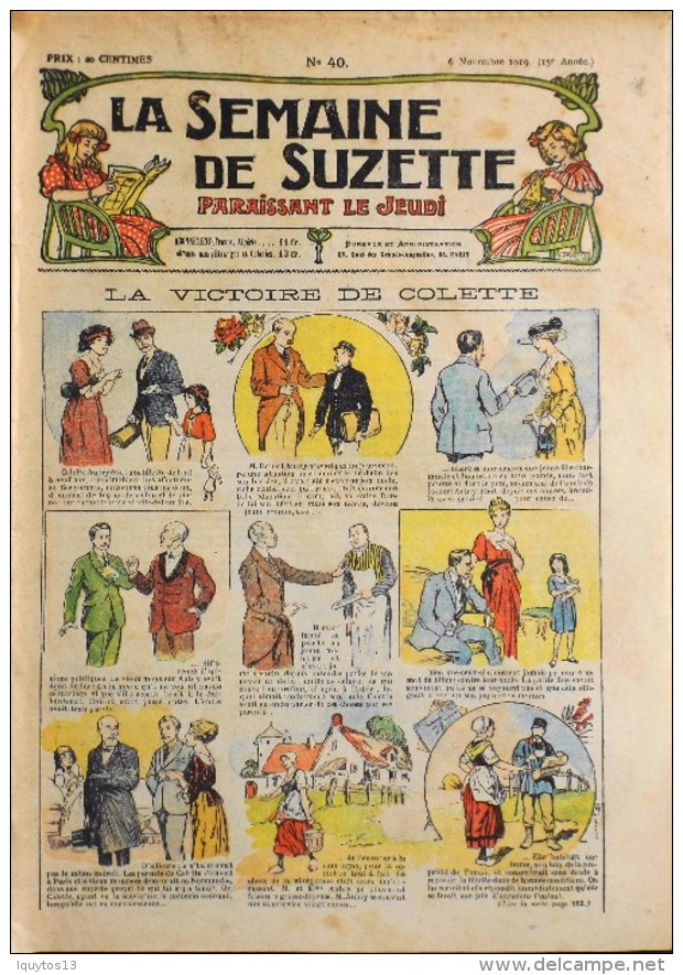 LA SEMAINE DE SUZETTE N° 40 - 6 Novembre 1919 ( 15e Année ) COMPLET En BON ETAT - La Semaine De Suzette