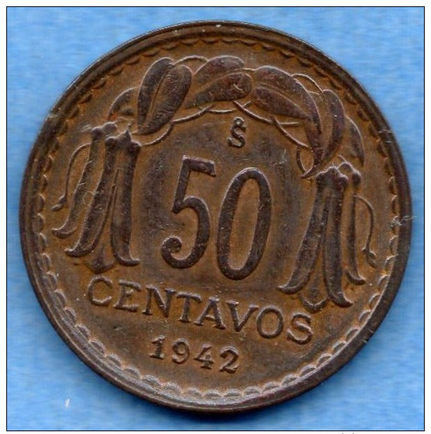 R9/  CHILI / CHILE  50 CENTAVOS  1942  SPL//UNC - Chili