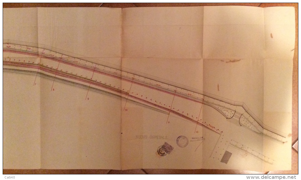 FERRARA 1914 PLANIMETRIA PROGETTO SISTEMAZIONE DELLA STRADA DEL MONTAGNONE - RARITA' IN BELLA CONSERVAZIONE - Documenti Storici