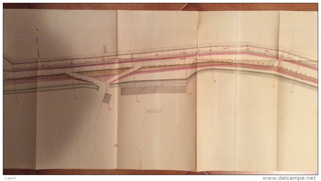 FERRARA 1914 PLANIMETRIA PROGETTO SISTEMAZIONE DELLA STRADA DEL MONTAGNONE - RARITA' IN BELLA CONSERVAZIONE - Documenti Storici