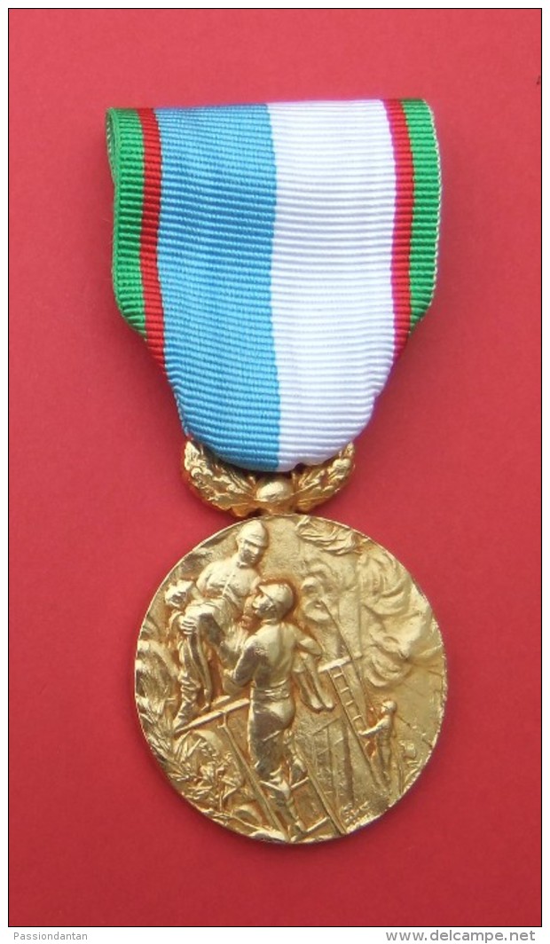 Médaille Avec Ruban Sur L'action Des Sapeurs Pompiers - Bombero