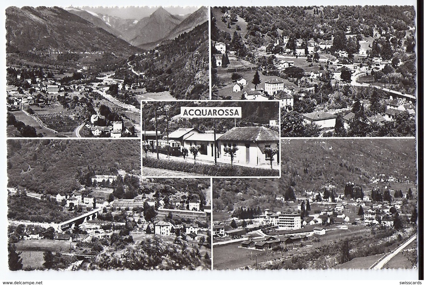 ACQUAROSSA: 5-Bild-AK Mit Bahnstation Und Zug ~1940 - Acquarossa