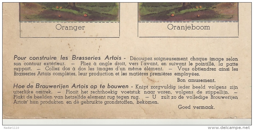 Bière : "POUR CONSTRUIRE LES BRASSERIES ARTOIS" - DÉCOUPIS Sur Carton / Hoe De Brouwerijen Artois Op Te Bouwen - RARE ! - Autres & Non Classés