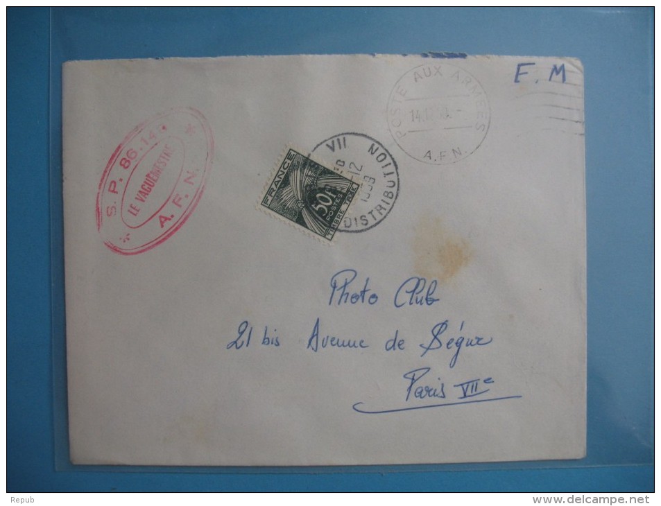 Lettre  AFN   1959   Taxe  50 F Gerbe - 1960-.... Cartas & Documentos