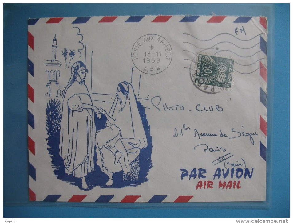 Lettre  AFN   1959   Taxe  50 F Gerbe - 1960-.... Covers & Documents