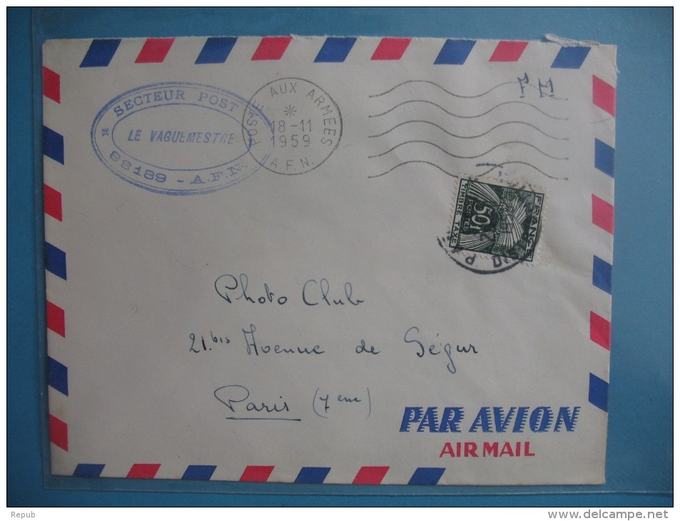 Lettre  AFN   1959   Taxe  50 F Gerbe - 1960-.... Lettres & Documents