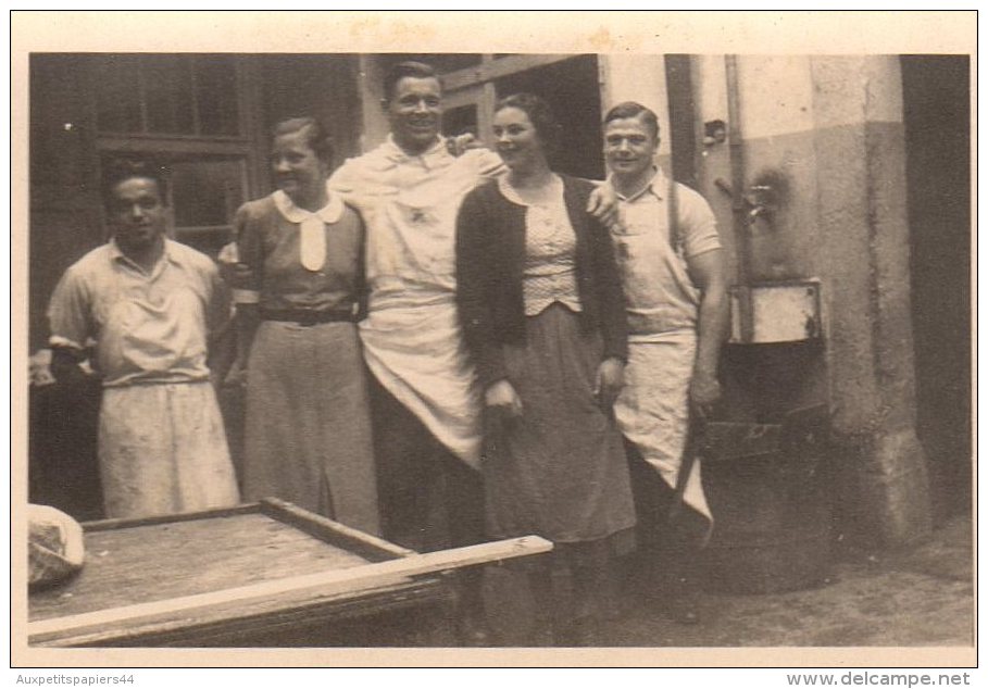 Photo Originale Boucher - Boucherie - Equipe De Bouchers En Tabliers Et Vendeuses Dans La Cour - Fracaro - Lienz Couteau - Métiers