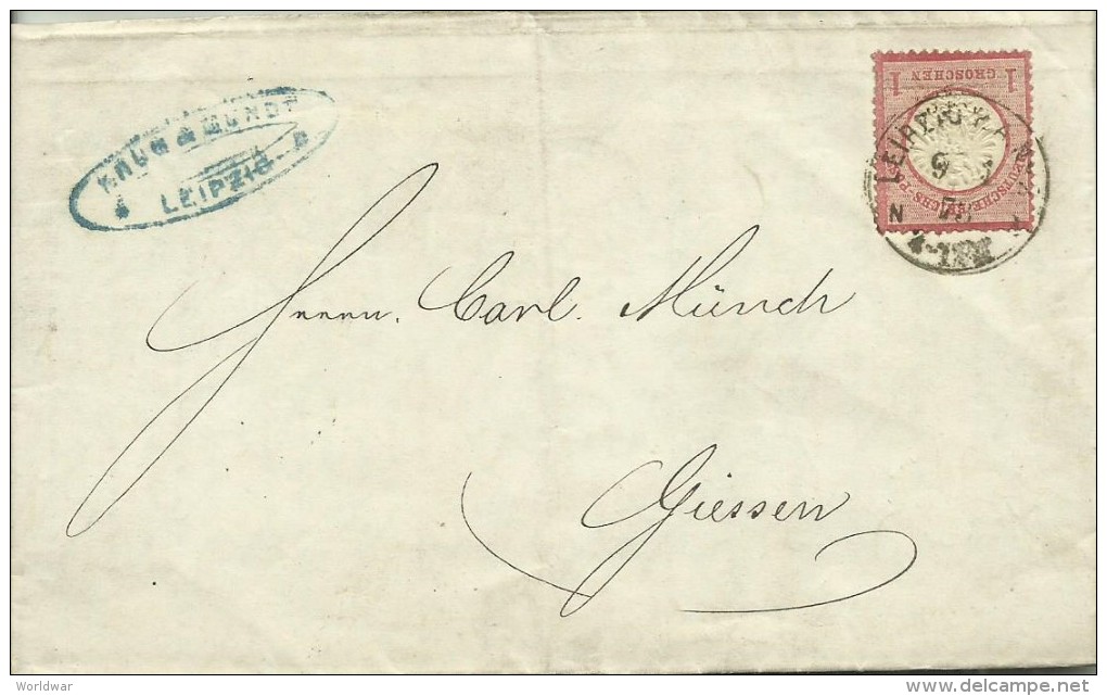 1873  1 Gr. Auf Brief Von Leipzig Nach Giessen - Briefe U. Dokumente