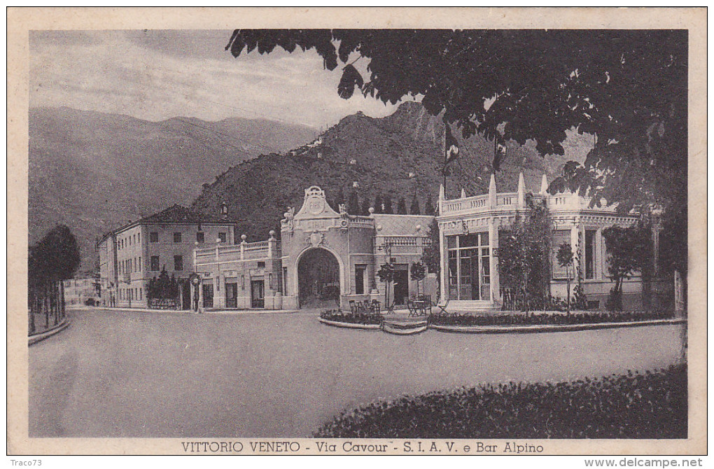 VITTORIO VENETO  /  Via Cavour - S.I.A.V. E Bar Alpino _ Viaggiata 1936 - Treviso