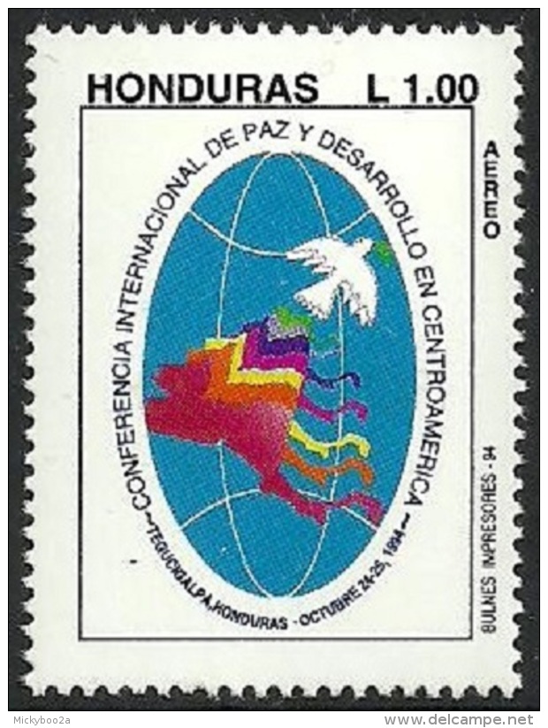 HONDURAS 1994 PEACE & DEVELOPMENT CONFERENCE BIRDS DOVE MAP SINGLE SET MNH - Honduras