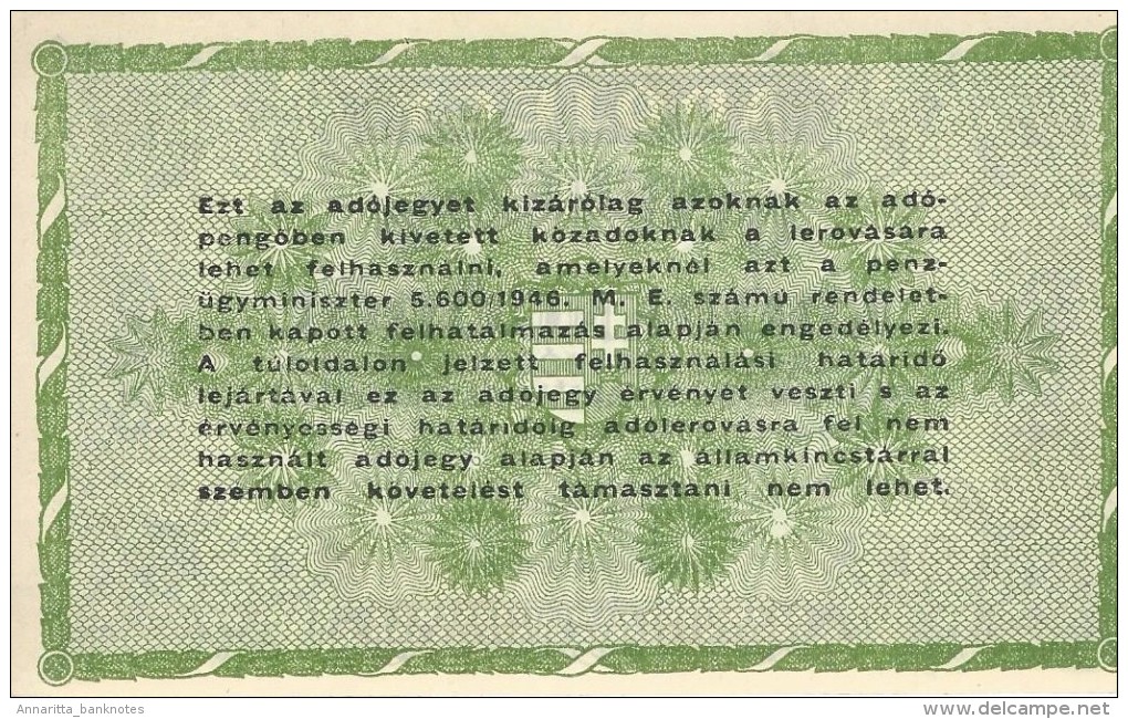 HUNGARY 50000 ADÓPENGÖ 1946 P-138c UNC (CUTTING) WITHOUT WATERMARK & SERIAL [ HU138c ] - Hungría