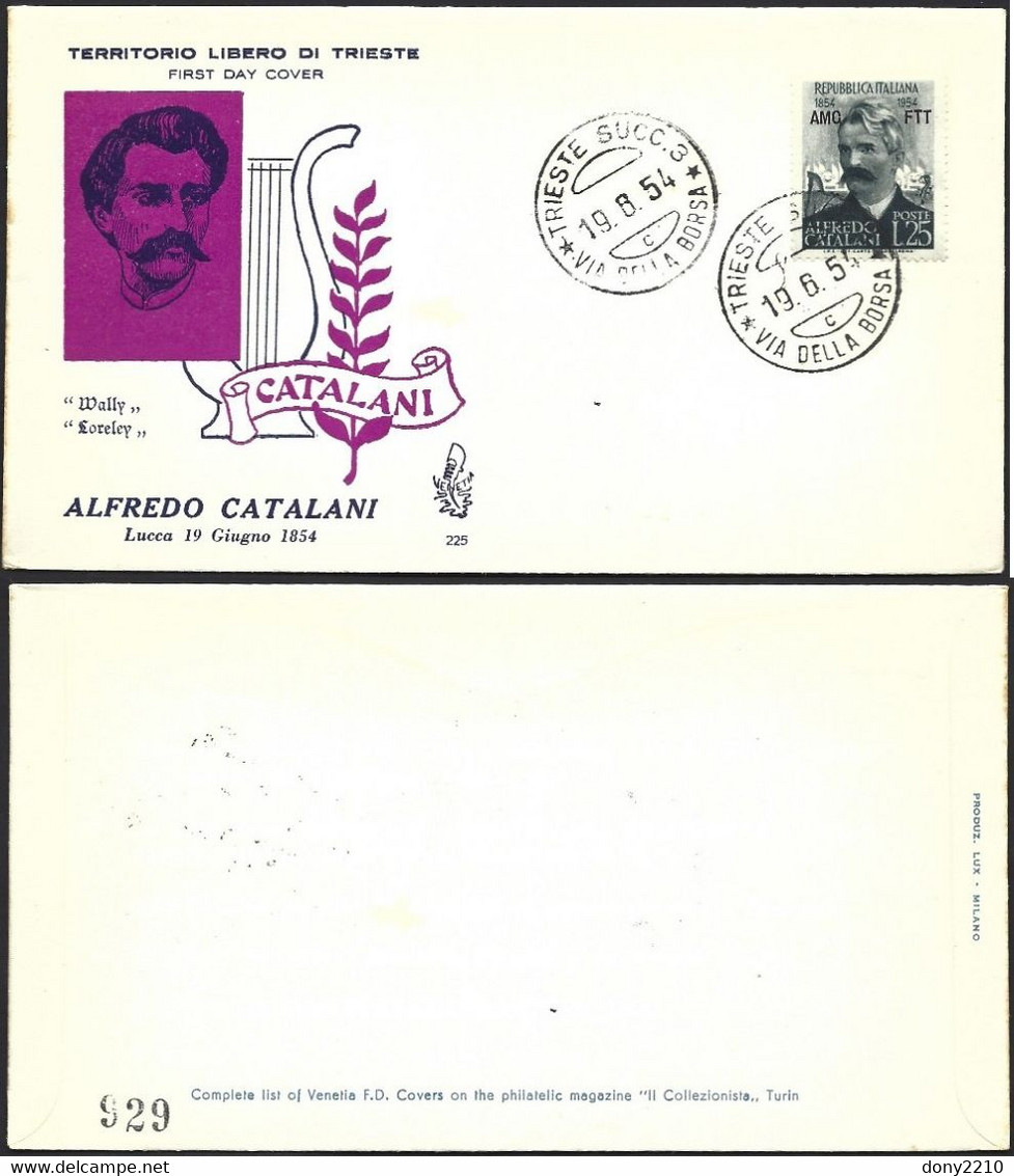 Fdc Venetia Ts 1954 225 A Catalani - Autres & Non Classés