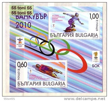 2010 Winter Olympic G.- Vancouver   S/S &ndash; MNH Bulgaria / Bulgarie - Invierno 2010: Vancouver