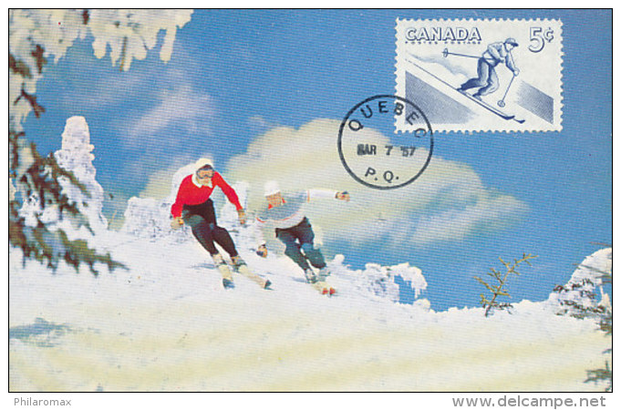 D25670 CARTE MAXIMUM CARD FD 1957 CANADA - SKIING DOWNHILL CP ORIGINAL - Skiing