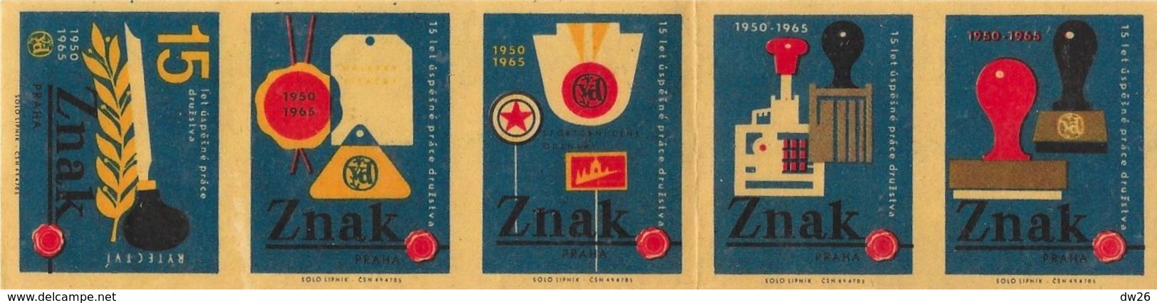 Tchécoslovaquie - Série De 5 Etiquettes De Boites D'Allumettes (Štítky Matchbox) Znak 1950-1965 - Solo Lipnik - Boites D'allumettes - Etiquettes