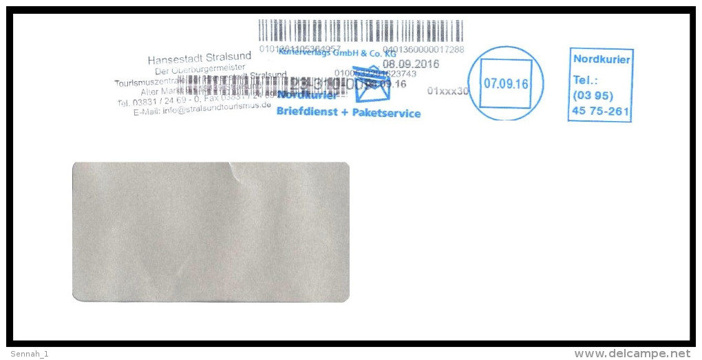 Bund / Privatpost: Nordkurier [17033 Neubrandenburg]: Stempel 'Briefdienst & Paketservice, 2016' - Privados & Locales