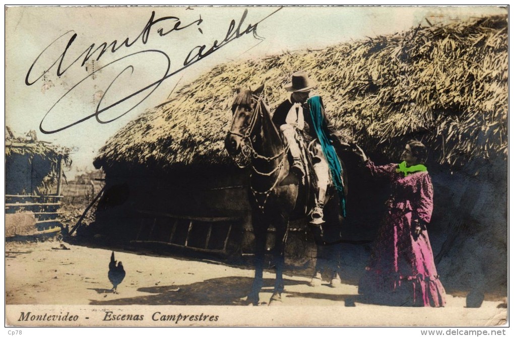 Uruguay  Montevidéo Escenas Camprestres  Cavalier - Cheval Très Très Rare - Uruguay