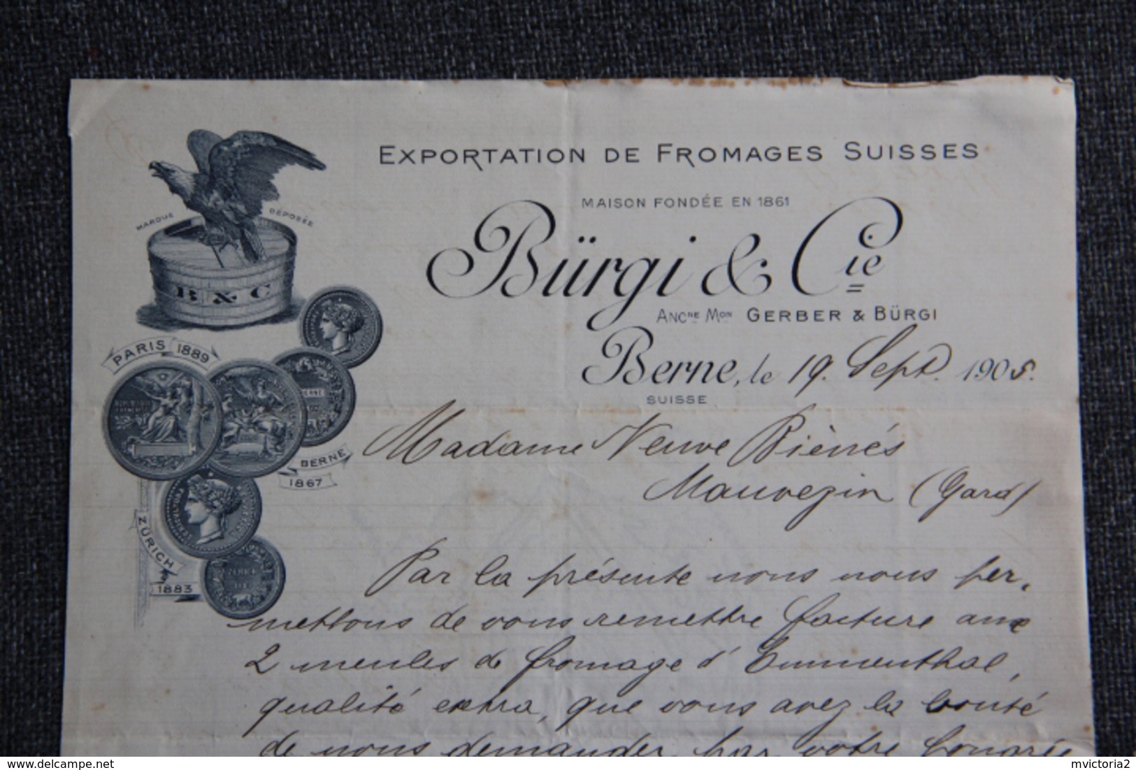 Facture Ancienne , BERNE, Maison BURGI Et Cie, Exportation De Fromages Suisses. - Suisse