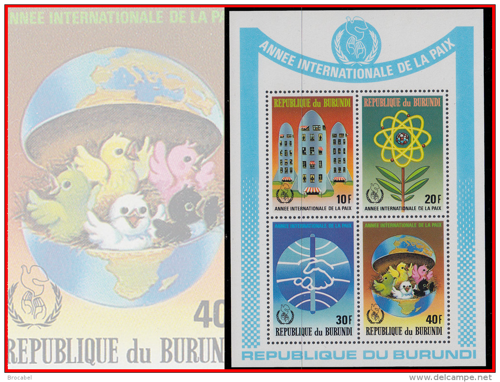 Burundi BL 0122/22A**  Année Internationale De La Paix MNH - Neufs