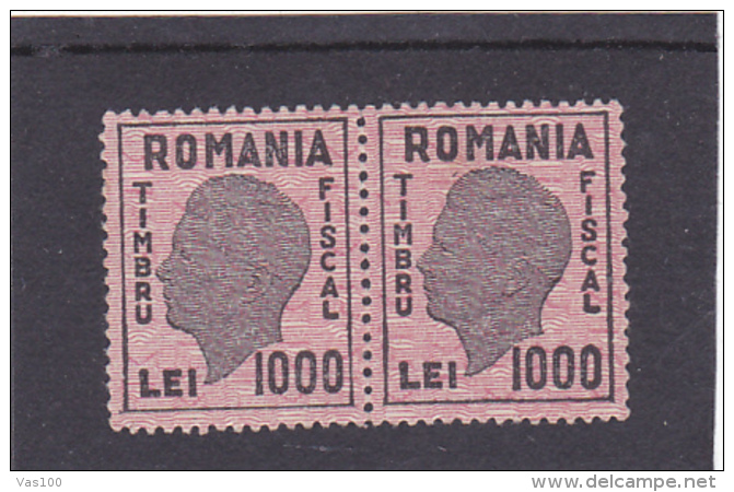 # 191 REVENUE STAMP, 1000 LEI, STAMPS IN PAIR, ROMANIA - Fiscale Zegels