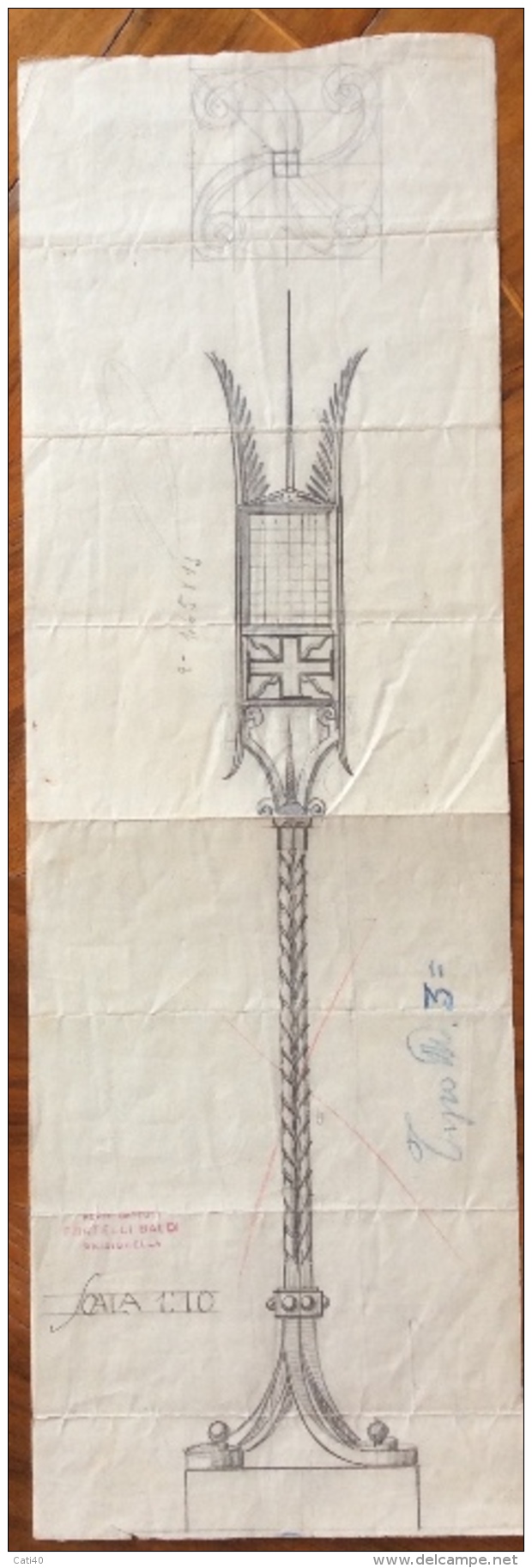 BRISIGHELLA FERRI BATTUTI BALDI PROGETTO DI UN LAMPADARIO DISEGNO ORIGINALE  FATTO E  COLORATO A MANO - Cartes Topographiques