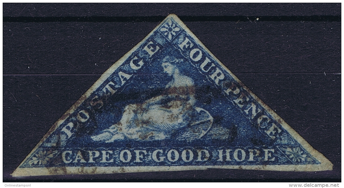 Cape Of Good Hope: 1855 -1863  4 D Blue Cancelled Mi 2 - Cap De Bonne Espérance (1853-1904)